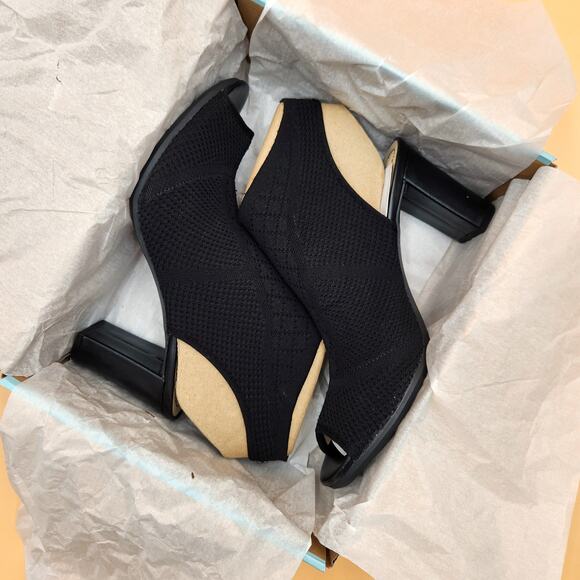 LifeStride Women Black Knit Alita Open Toe Slingback Heel Shooties Size US 11M - Picture 2 of 4